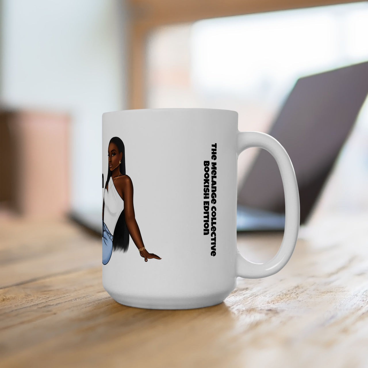 Fly Bookworm Ceramic Mug – 11oz & 15oz | Book Lover Gift | Black Woman Mug | Literary Aesthetic Coffee Cup